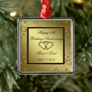 Classic Golden Wedding Anniversary Square Ornament