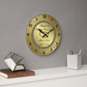 Classic Golden Wedding Anniversary Wall Clock