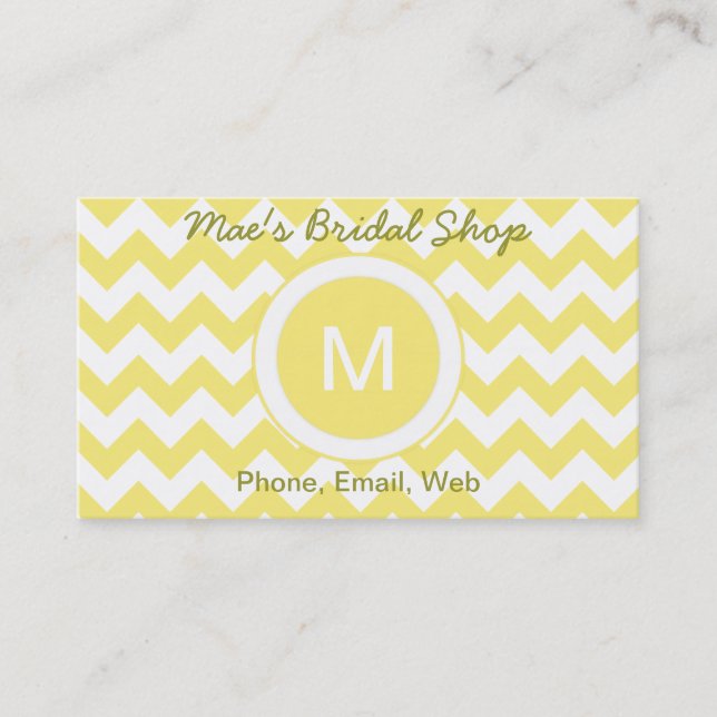 Classic Golden Yellow Chevron Pattern Business Card (Front)