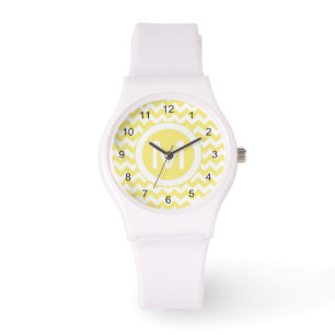 Classic Golden Yellow Chevron Pattern Watch