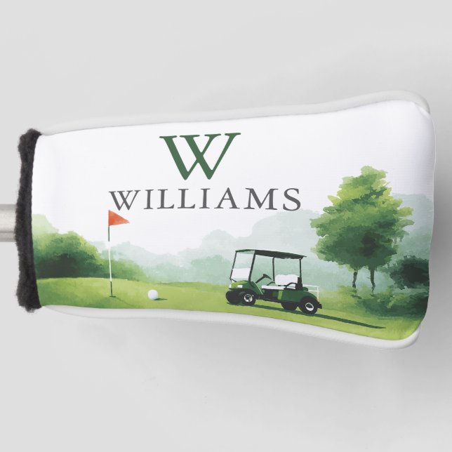 Classic Golf Buggy Custom Name Monogram Head Cover (Front)
