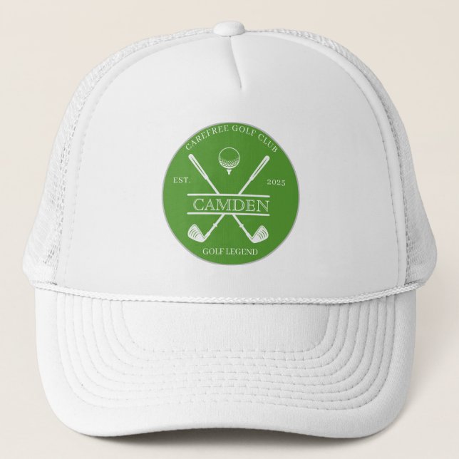 Classic Golf Club Name Green Trucker Hat (Front)