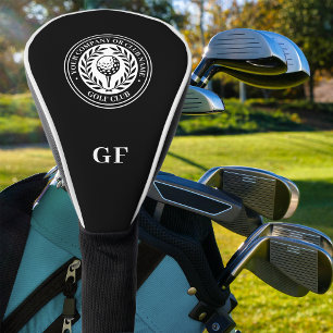 Classic Golf Club Name Monogram Black White Golf Head Cover