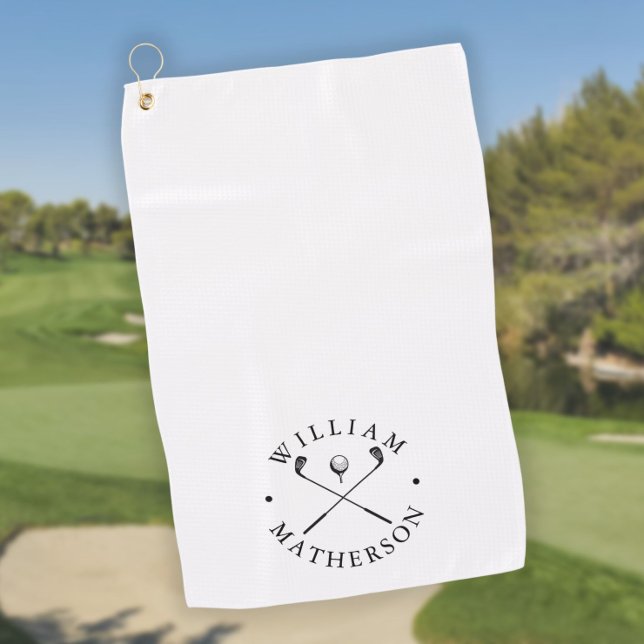 Classic Golf Clubs Personalised Name Towel (Classic Golf Clubs Personalized Name Golf Towel)