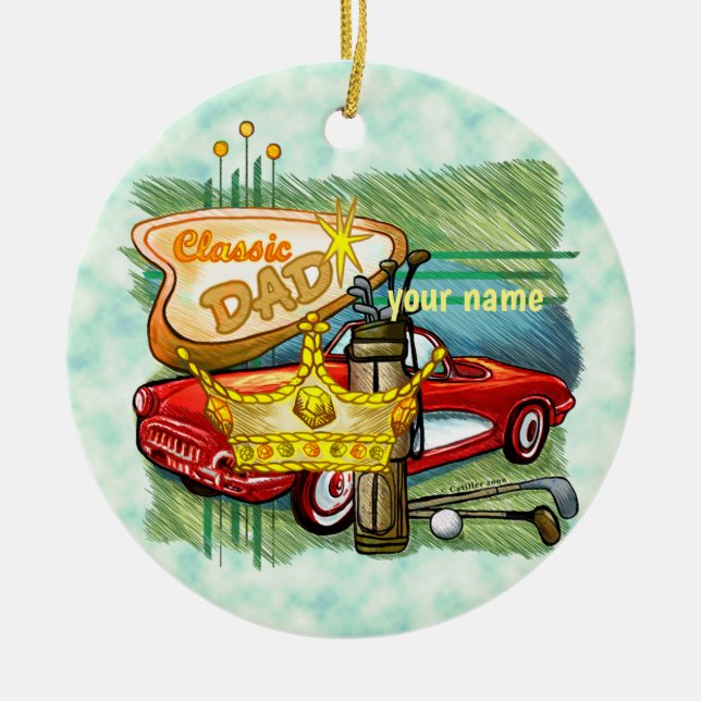 Classic Golf Dad Ceramic Tree Decoration (Front)