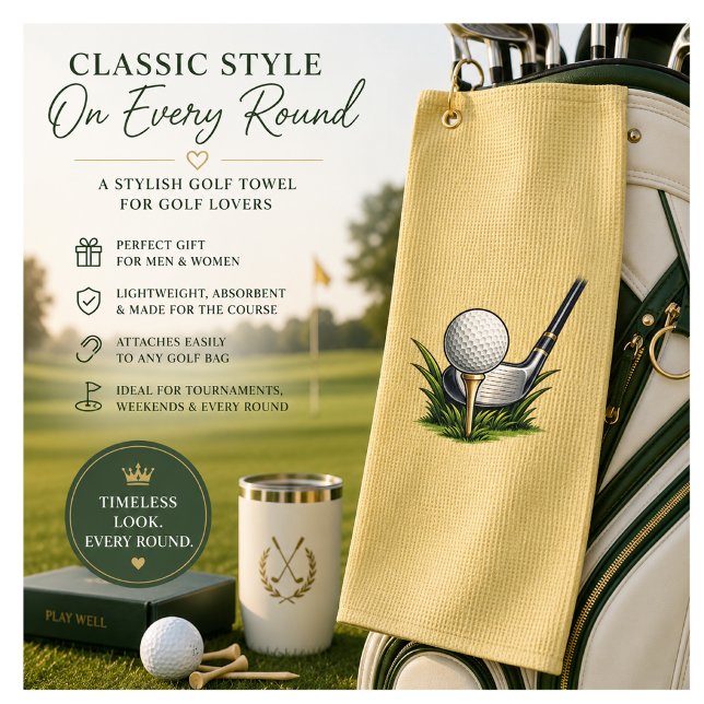 Classic Golf Gift Towel for Golfers (Brighten every round with this stylish golf towel. A fresh golf gift for every golf lover.)