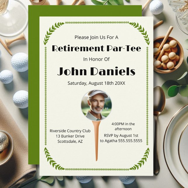 Classic Golf-Themed Retirement Photo Invitation (Creator Uploaded)