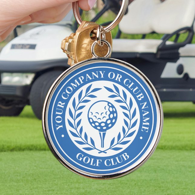 Classic Golf Victory Wreath Custom Name Blue Key Ring (Creator Uploaded)