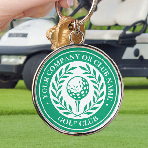 Classic Golf Victory Wreath Custom Name Green Key Ring