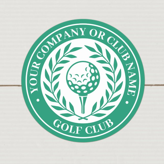 Classic Golf Victory Wreath Custom Name Green Round Sticker (Creator Uploaded)