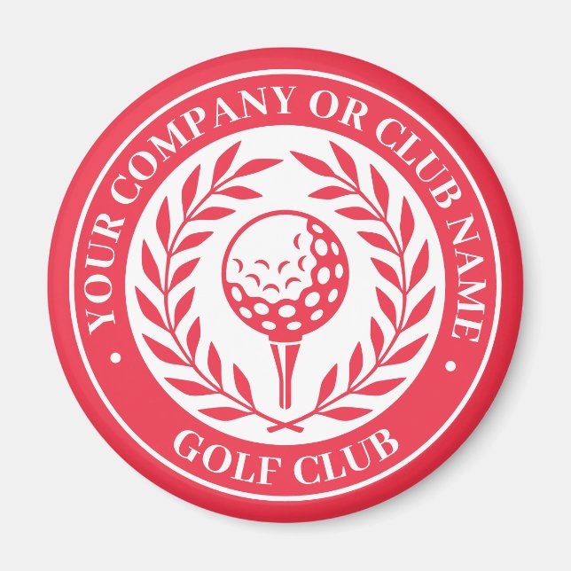 Classic Golf Victory Wreath Custom Name Red Magnet (Front)