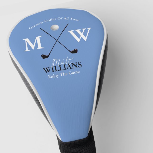 Classic Golfer Monogram Custom Light-Blue  Golf Head Cover (Creator Uploaded)