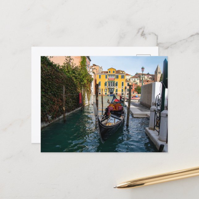 Classic Gondola Mooring in Venice Postcard (Front/Back In Situ)
