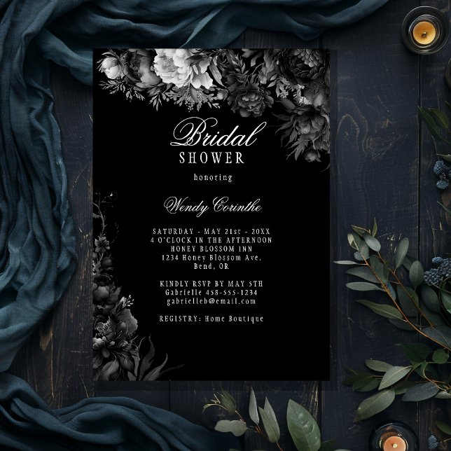 Classic Gothic Black Bridal Shower Invitation (Creator Uploaded)
