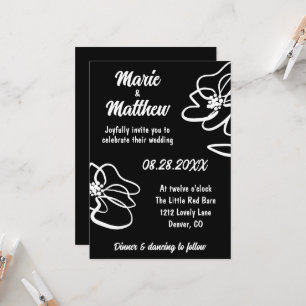Classic Gothic Black Floral Wedding Invitation