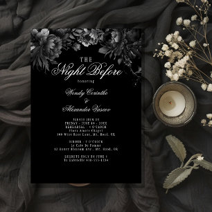 Classic Gothic Black Night Before Rehearsal Dinner Invitation