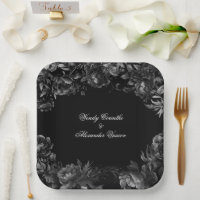Classic Gothic Black Wedding Paper Plates