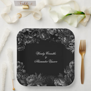Classic Gothic Black Wedding Paper Plates