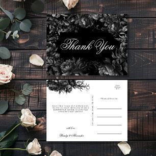 Classic Gothic Black Wedding Thank You Postcard