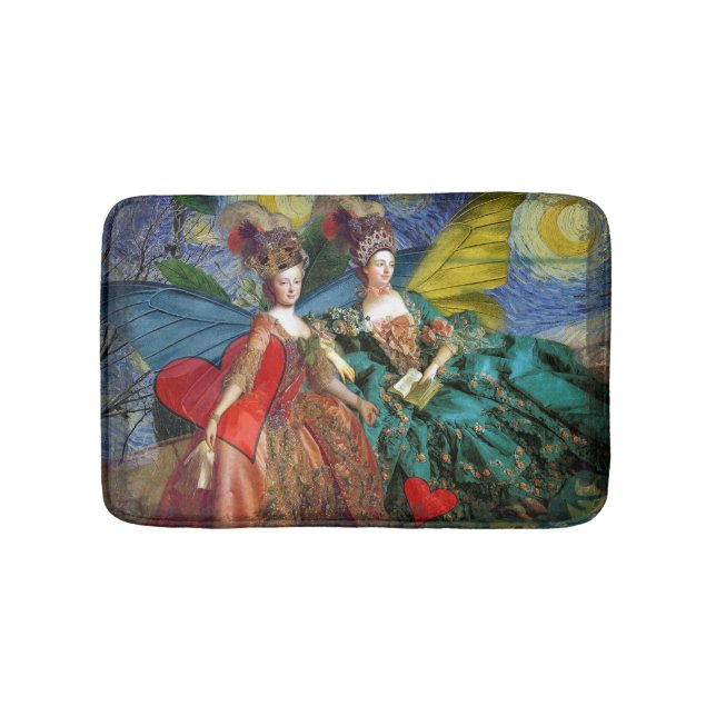 Classic Gothic Gemini Whimsical Butterfly Woman Bath Mat (Front)