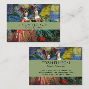 Classic Gothic Gemini Whimsical Butterfly Woman Business Card