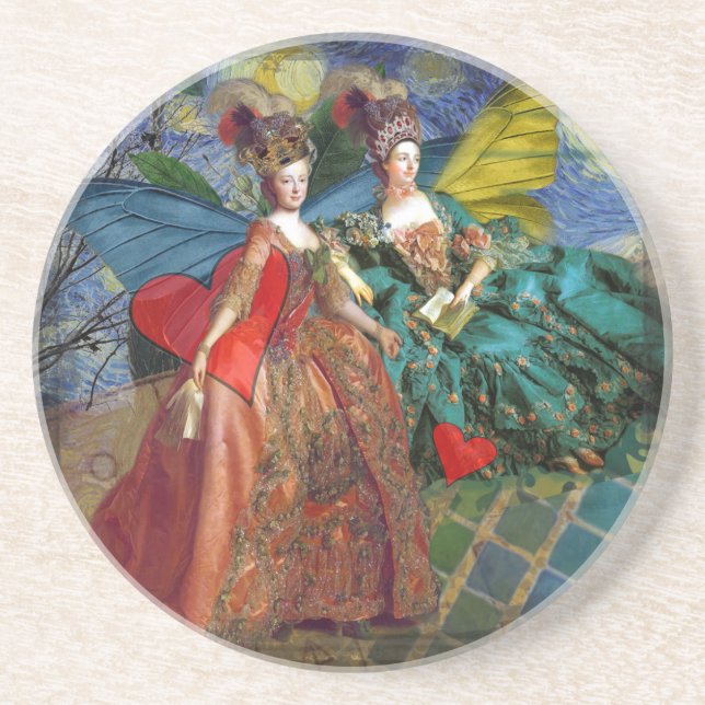 Classic Gothic Gemini Whimsical Butterfly Woman Coaster (Front)