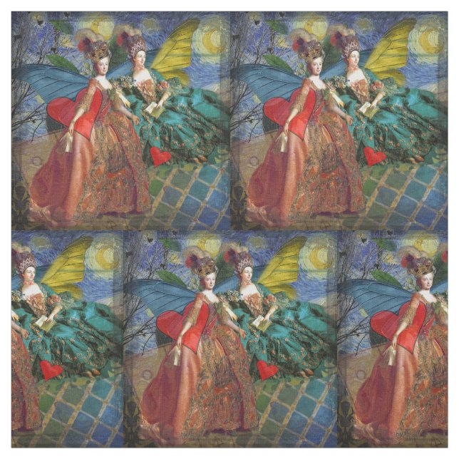 Classic Gothic Gemini Whimsical Butterfly Woman Fabric (Swatch)