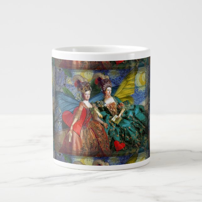 Classic Gothic Gemini Whimsical Butterfly Woman Large Coffee Mug (Front)