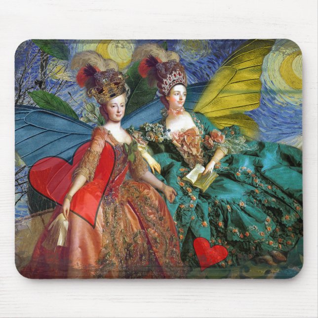 Classic Gothic Gemini Whimsical Butterfly Woman Mouse Pad (Front)