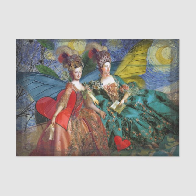 Classic Gothic Gemini Whimsical Butterfly Woman Tissue Paper (Front)