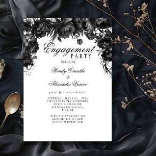 Classic Gothic White Engagement Party Invitation