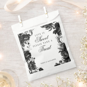 Classic Gothic White Love is Sweet Wedding Favour Bags