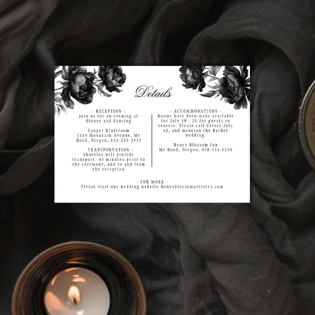 Classic Gothic White Wedding Details Enclosure Card (Creator Uploaded)
