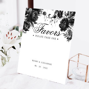 Classic Gothic White Wedding Favours Pedestal Sign