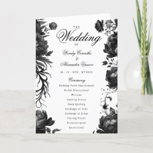 Classic Gothic White Wedding Folded Program Programme