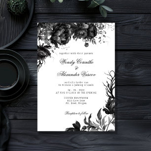 Classic Gothic White Wedding Invitation