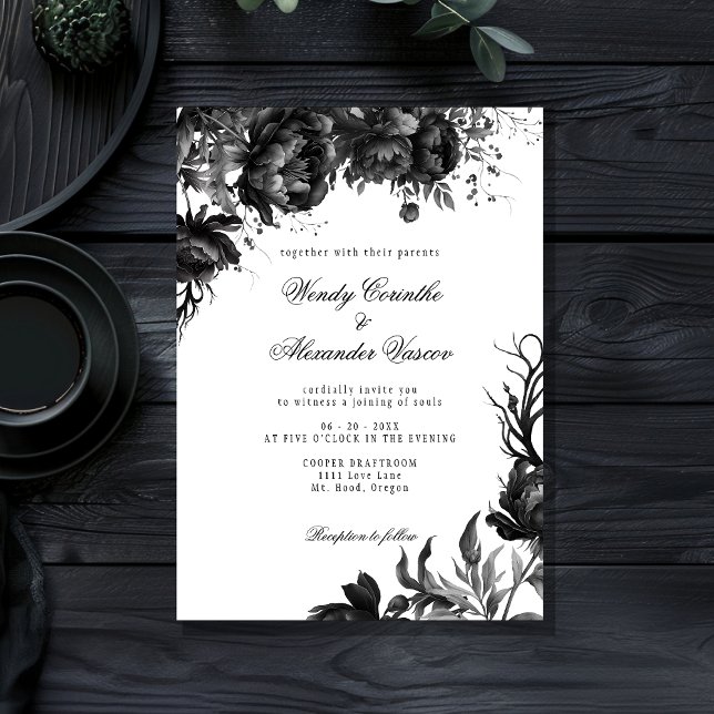 Classic Gothic White Wedding Invitation (Creator Uploaded)