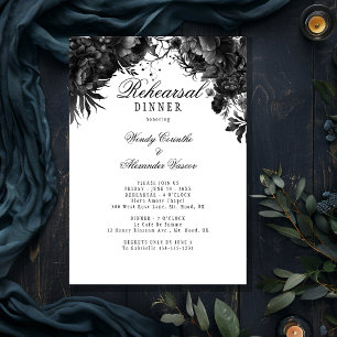 Classic Gothic White Wedding Rehearsal Dinner Invitation