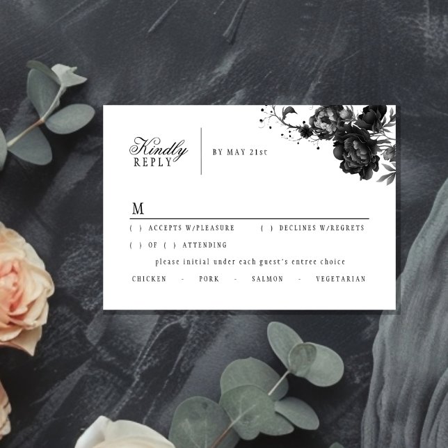 Classic Gothic White Wedding Response Card (Creator Uploaded)