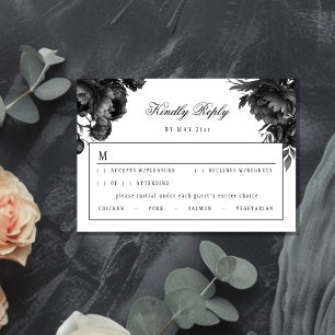 Classic Gothic White Wedding RSVP Card