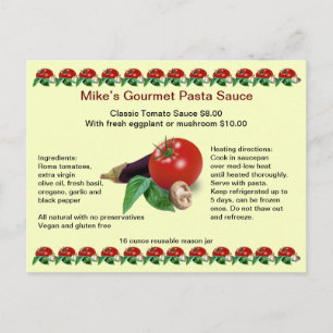 Classic Gourmet Pasta Sauce Postcard