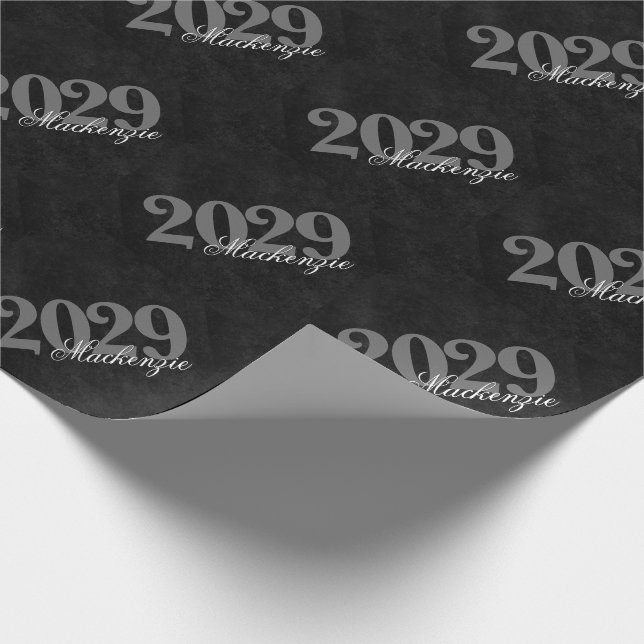 Classic Grad | Modern Black and White Simple Party Wrapping Paper (Corner)