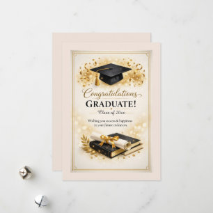 Classic Graduate Celebration with Gold Accents Holiday Card