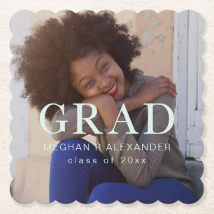 Classic Graduate Photo and Name Paper Coaster