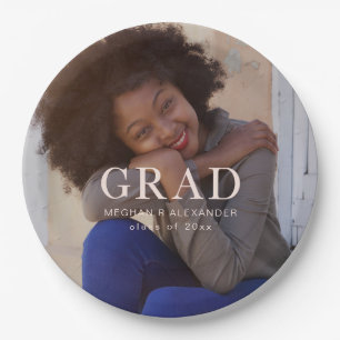 Classic Graduate Photo and Name Paper Plate