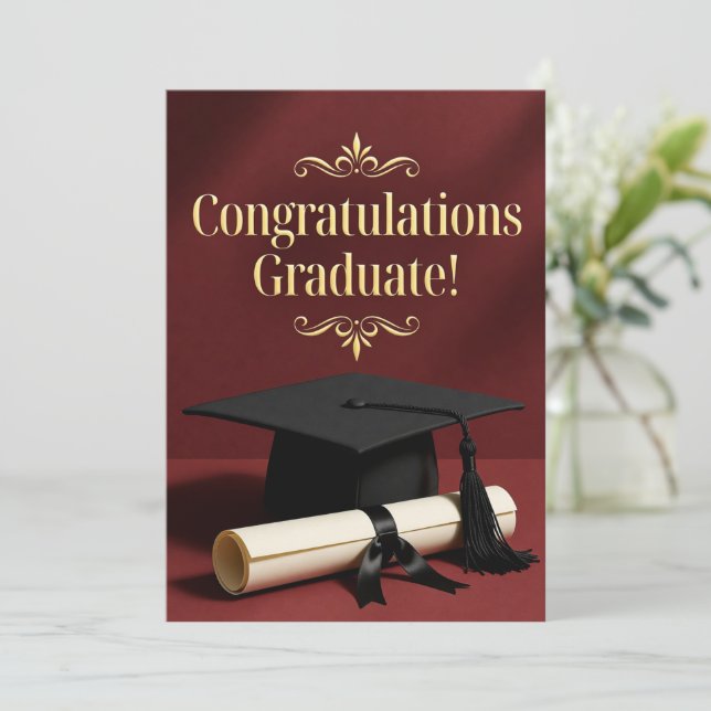 Classic Graduation Achievement Theme Holiday Card (Standing Front)