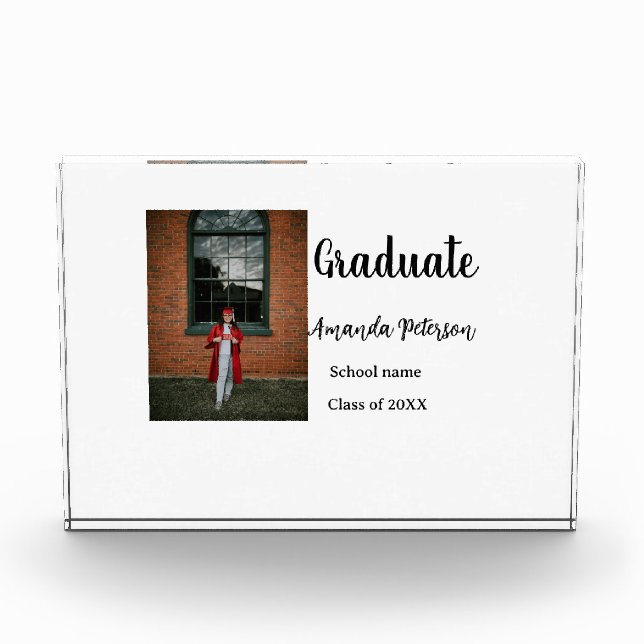 Classic graduation add photo name class year schoo block (Front)
