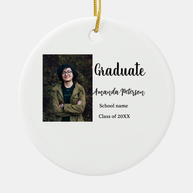 Classic graduation add photo name class year schoo ceramic tree decoration (Front)
