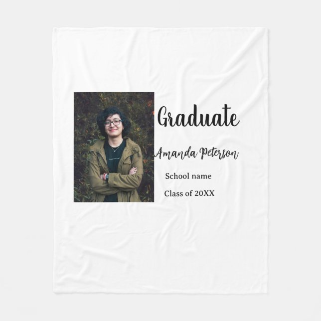 Classic graduation add photo name class year schoo fleece blanket (Front)