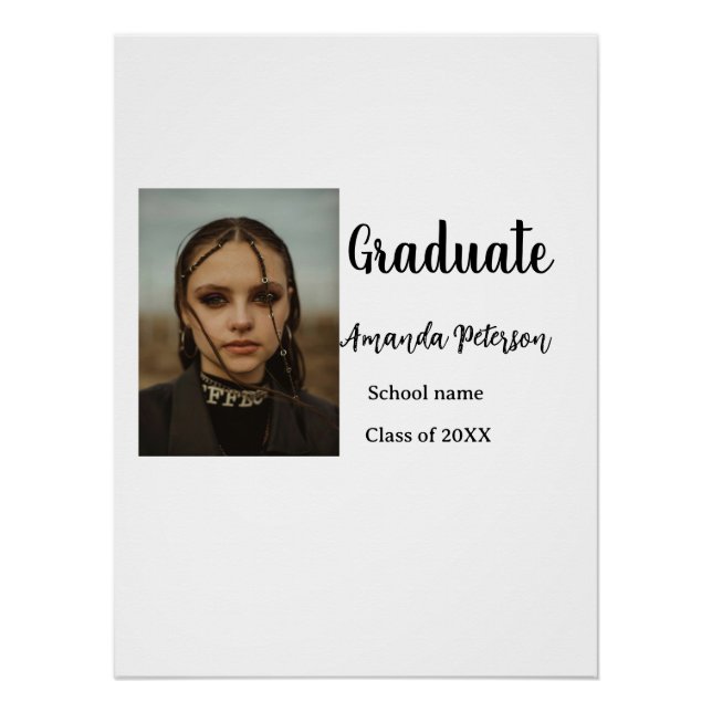 Classic graduation add photo name class year schoo poster (Front)